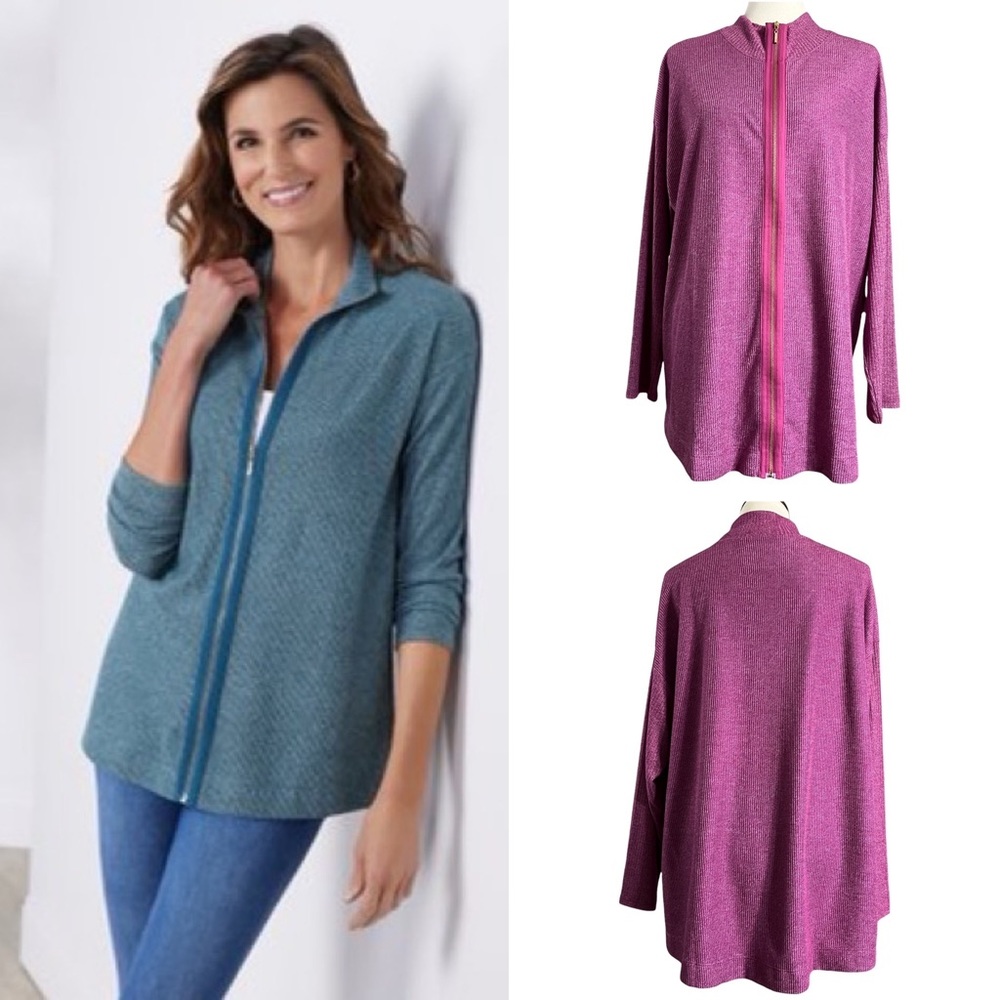 Soft Surroundings Lhami Zip Top In Royal Fushia